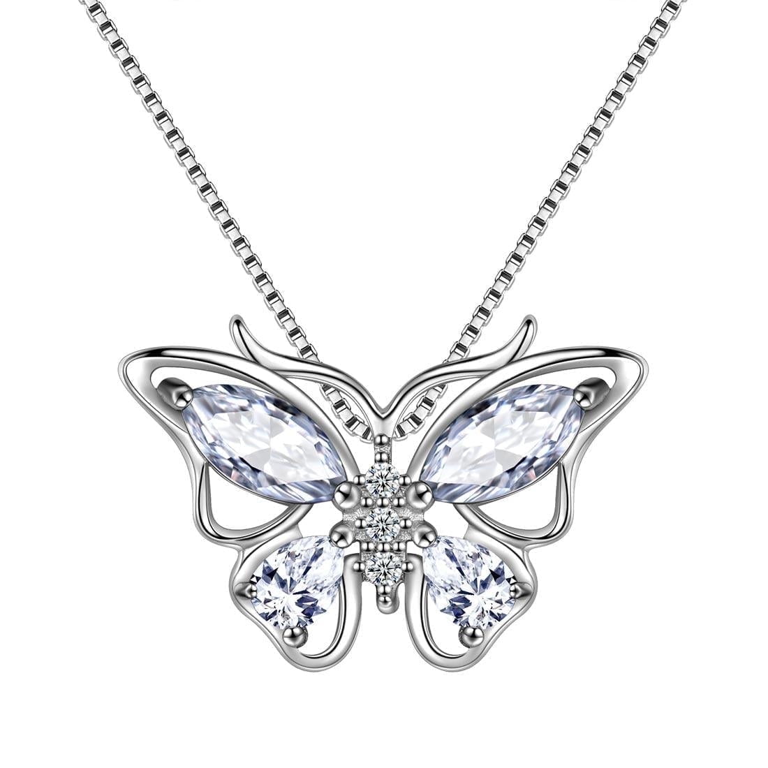 December Tanzanite Blue Butterfly Necklaces 925 Sterling Pendant Jewelry for Women Wife