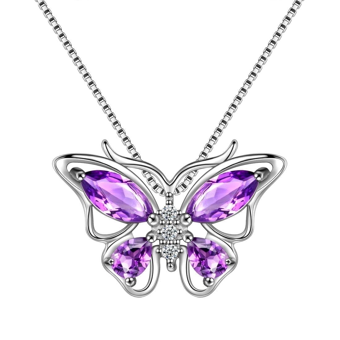 December Tanzanite Blue Butterfly Necklaces 925 Sterling Pendant Jewelry for Women Wife