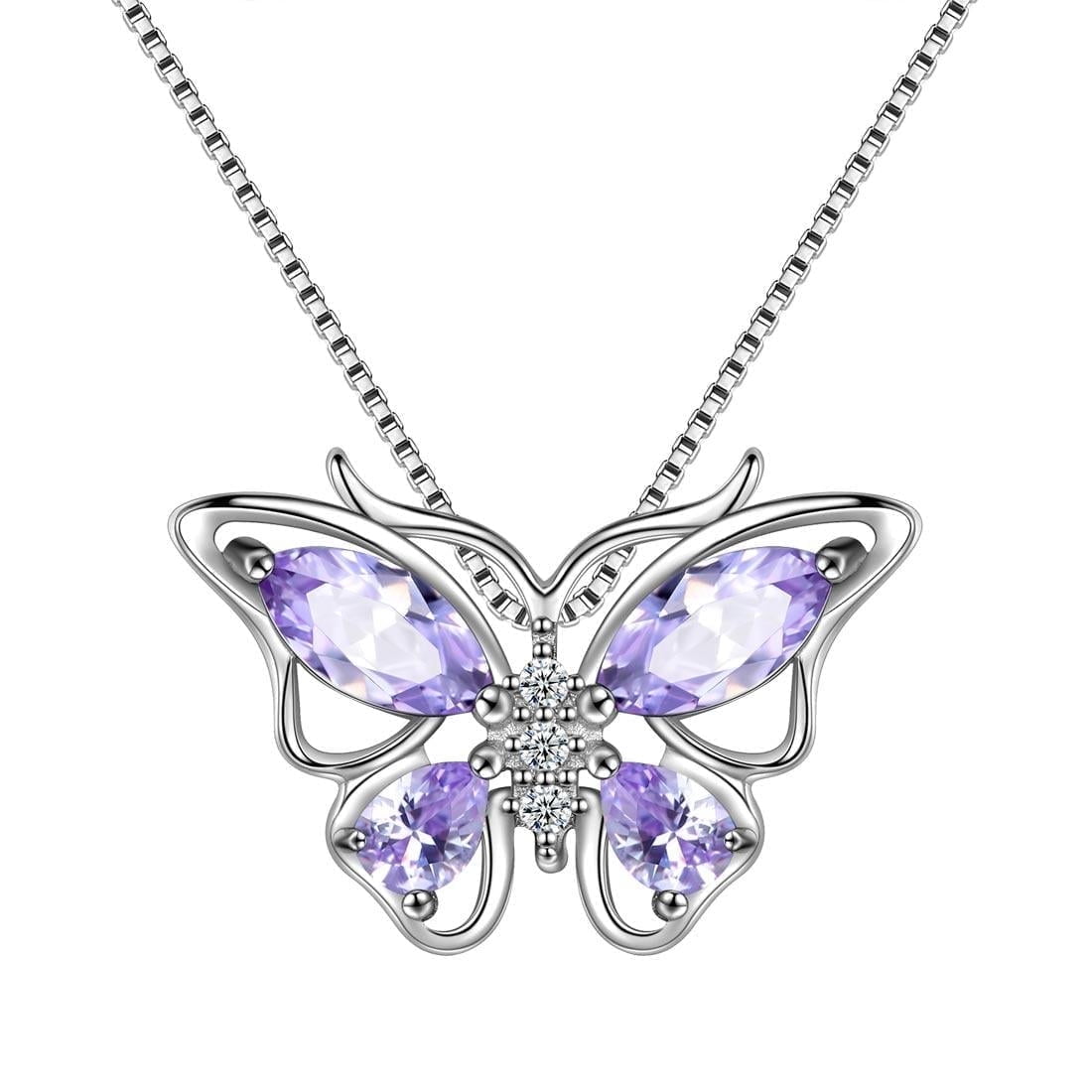 December Tanzanite Blue Butterfly Necklaces 925 Sterling Pendant Jewelry for Women Wife