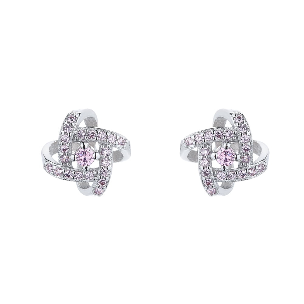 14K Knot Stud Earrings with crystals from over sterling Butterfly Closure