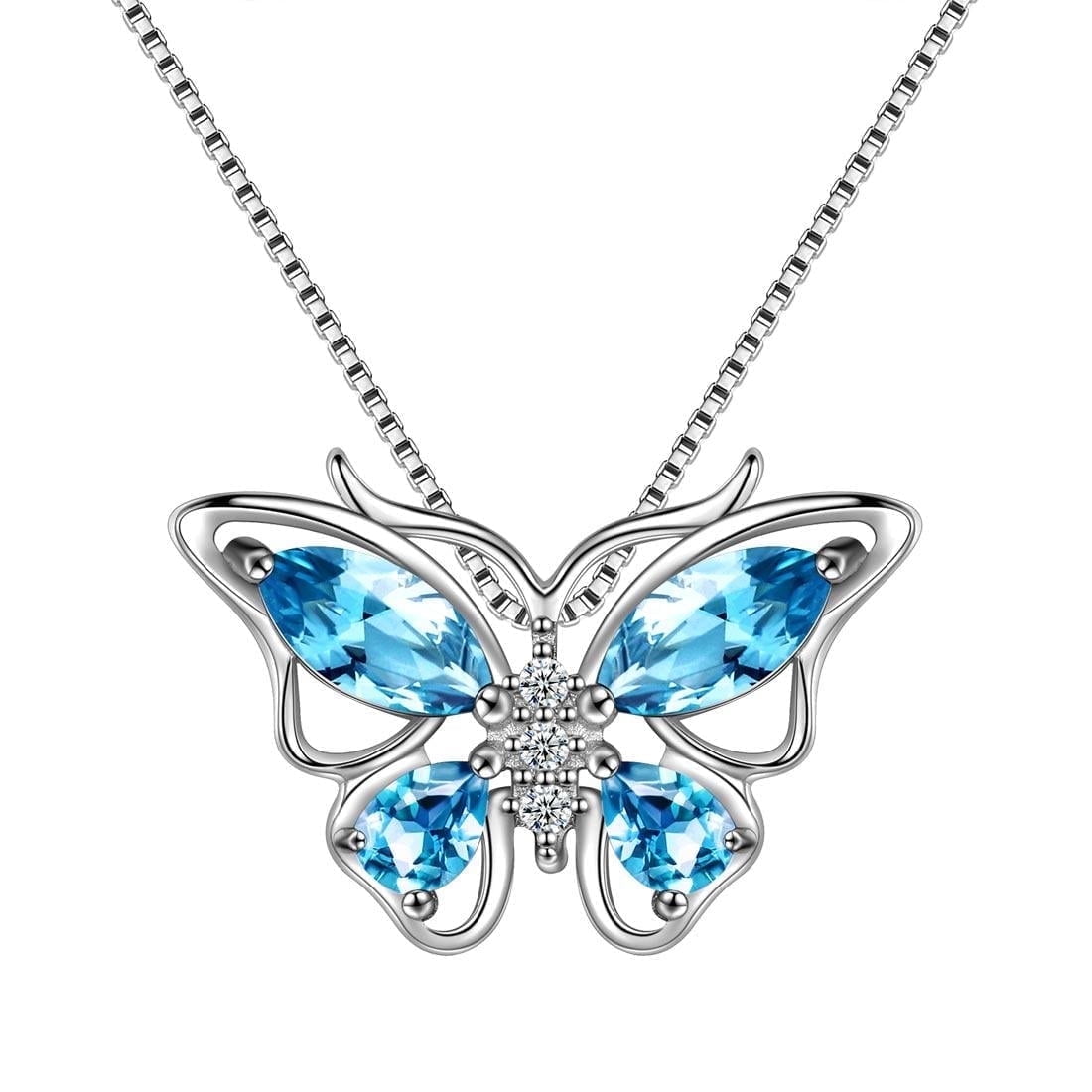 December Tanzanite Blue Butterfly Necklaces 925 Sterling Pendant Jewelry for Women Wife