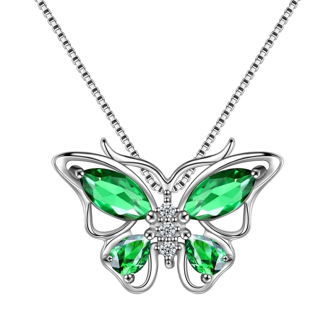December Tanzanite Blue Butterfly Necklaces 925 Sterling Pendant Jewelry for Women Wife