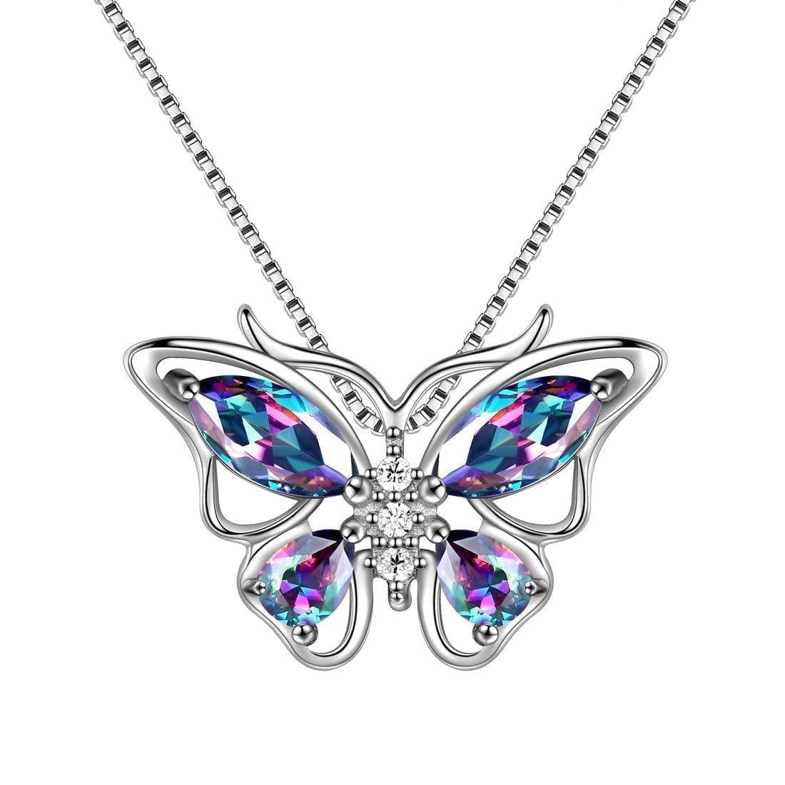 December Tanzanite Blue Butterfly Necklaces 925 Sterling Pendant Jewelry for Women Wife