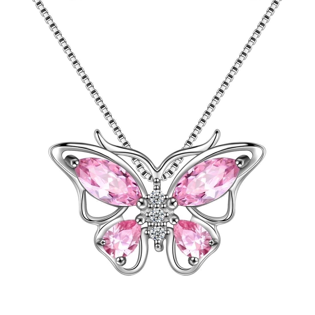December Tanzanite Blue Butterfly Necklaces 925 Sterling Pendant Jewelry for Women Wife