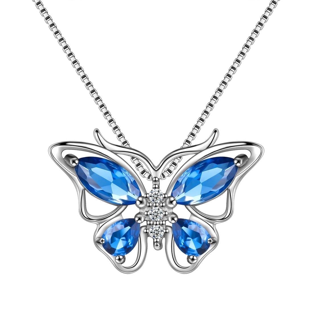 December Tanzanite Blue Butterfly Necklaces 925 Sterling Pendant Jewelry for Women Wife
