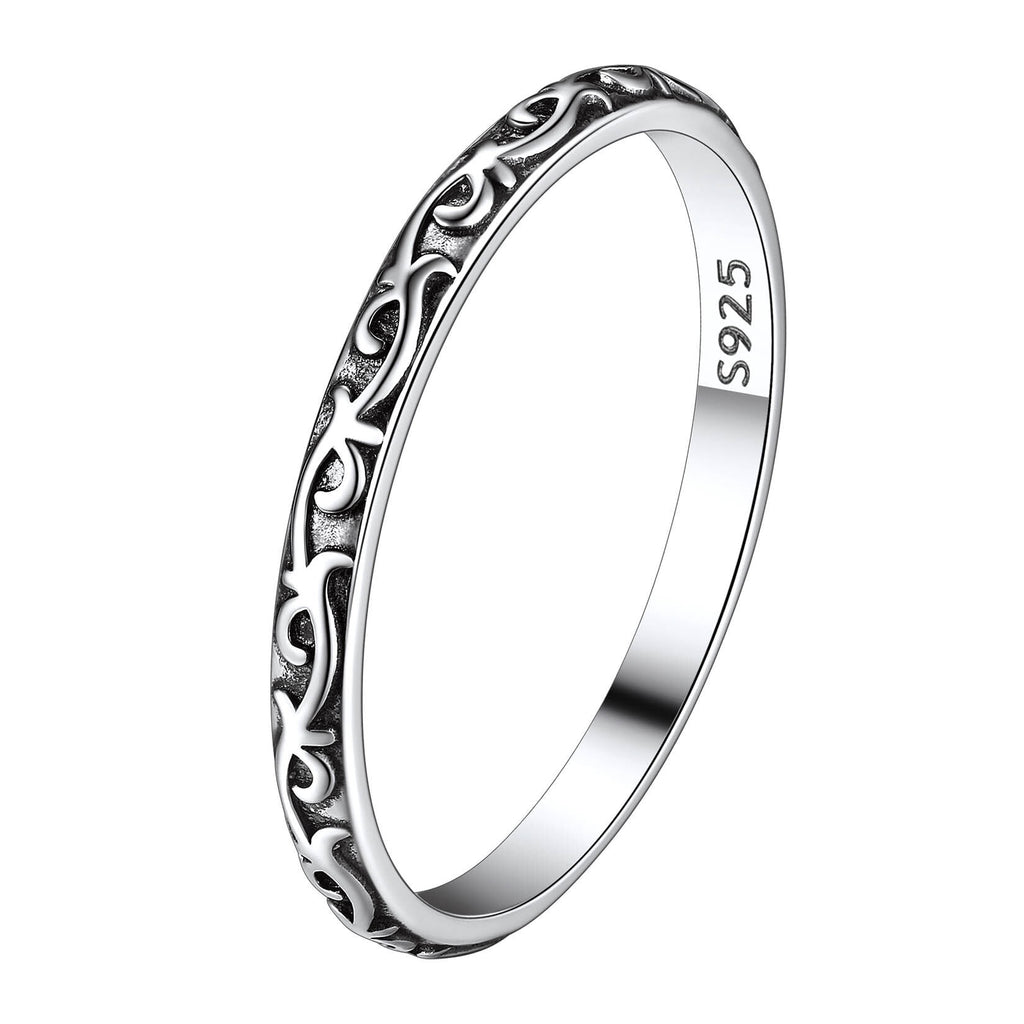 925 Sterling Celtic Knot Band Ring, 2MM Thin Vintage Finger Thumb Ring for Women