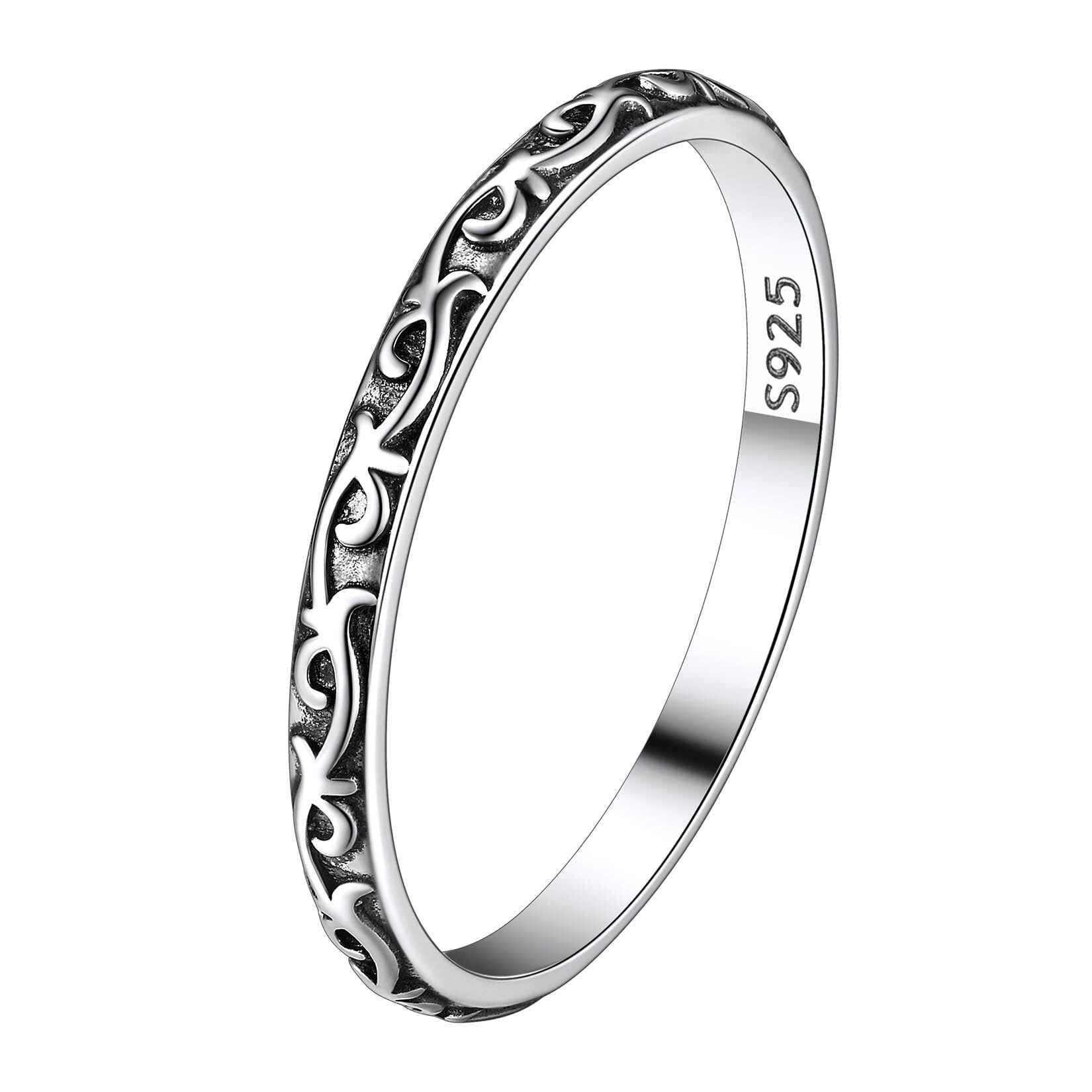 925 Sterling Celtic Knot Band Ring, 2MM Thin Vintage Finger Thumb Ring for Women