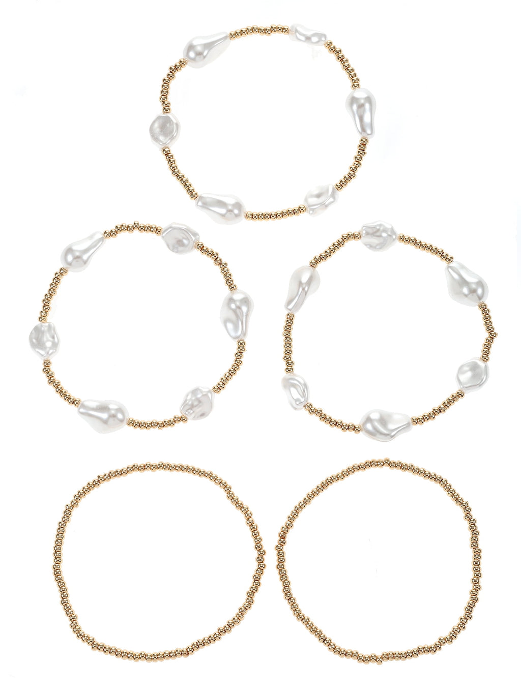 5-Piece Pearl &amp; Beaded Bracelet Set