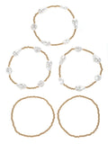 5-Piece Pearl &amp; Beaded Bracelet Set