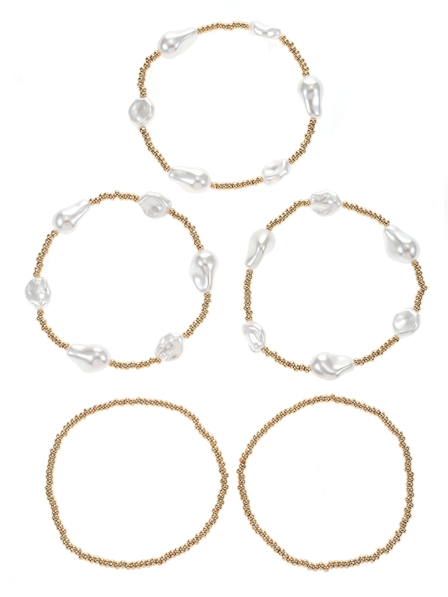 5-Piece Pearl &amp; Beaded Bracelet Set
