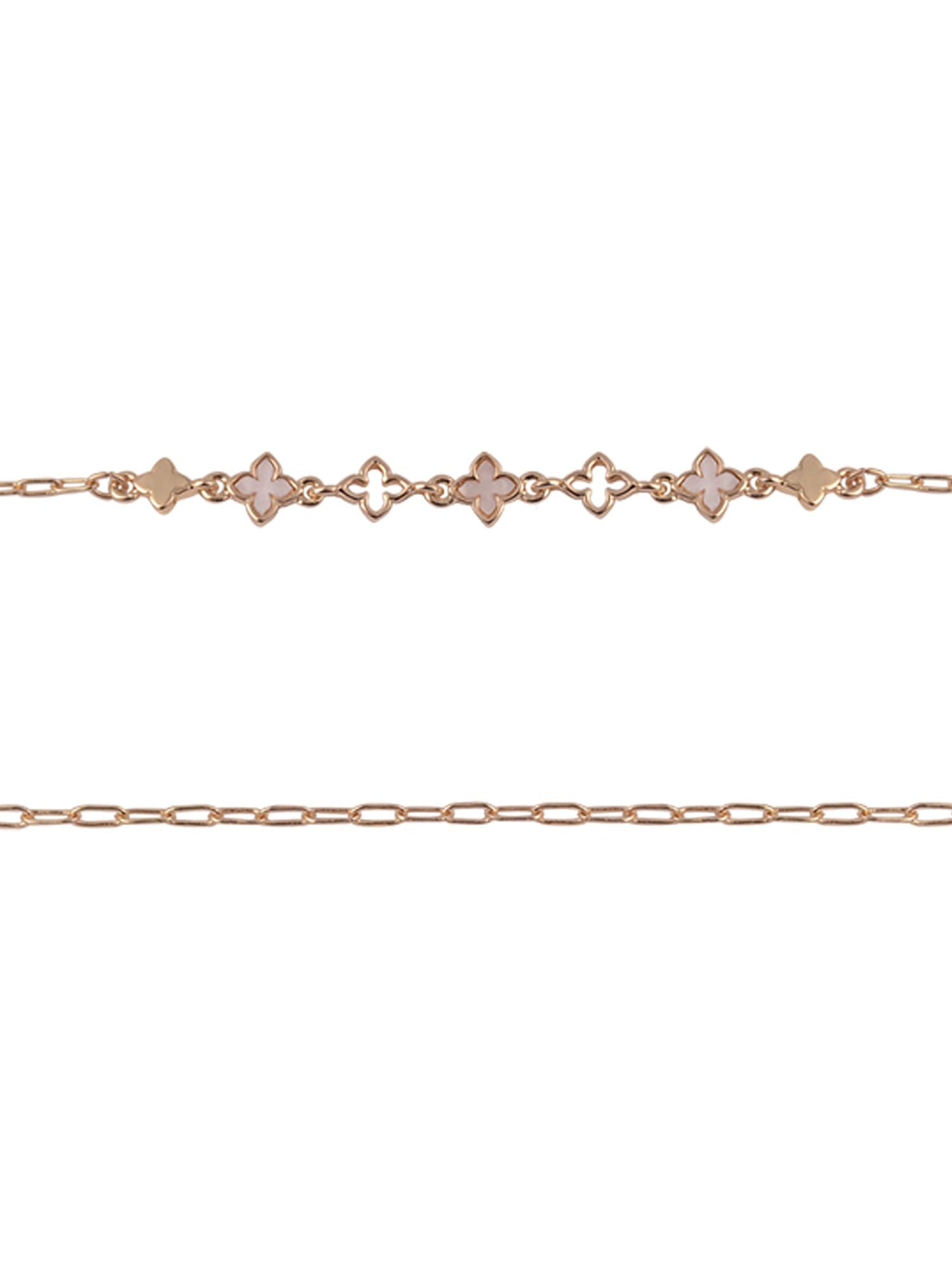 Adult Female -Tone Pearlized Resin Clover Shape 3pc Chain Bracelet Set