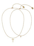 Adult Women's Tone Cross 2 Row Metal Pendant Necklace