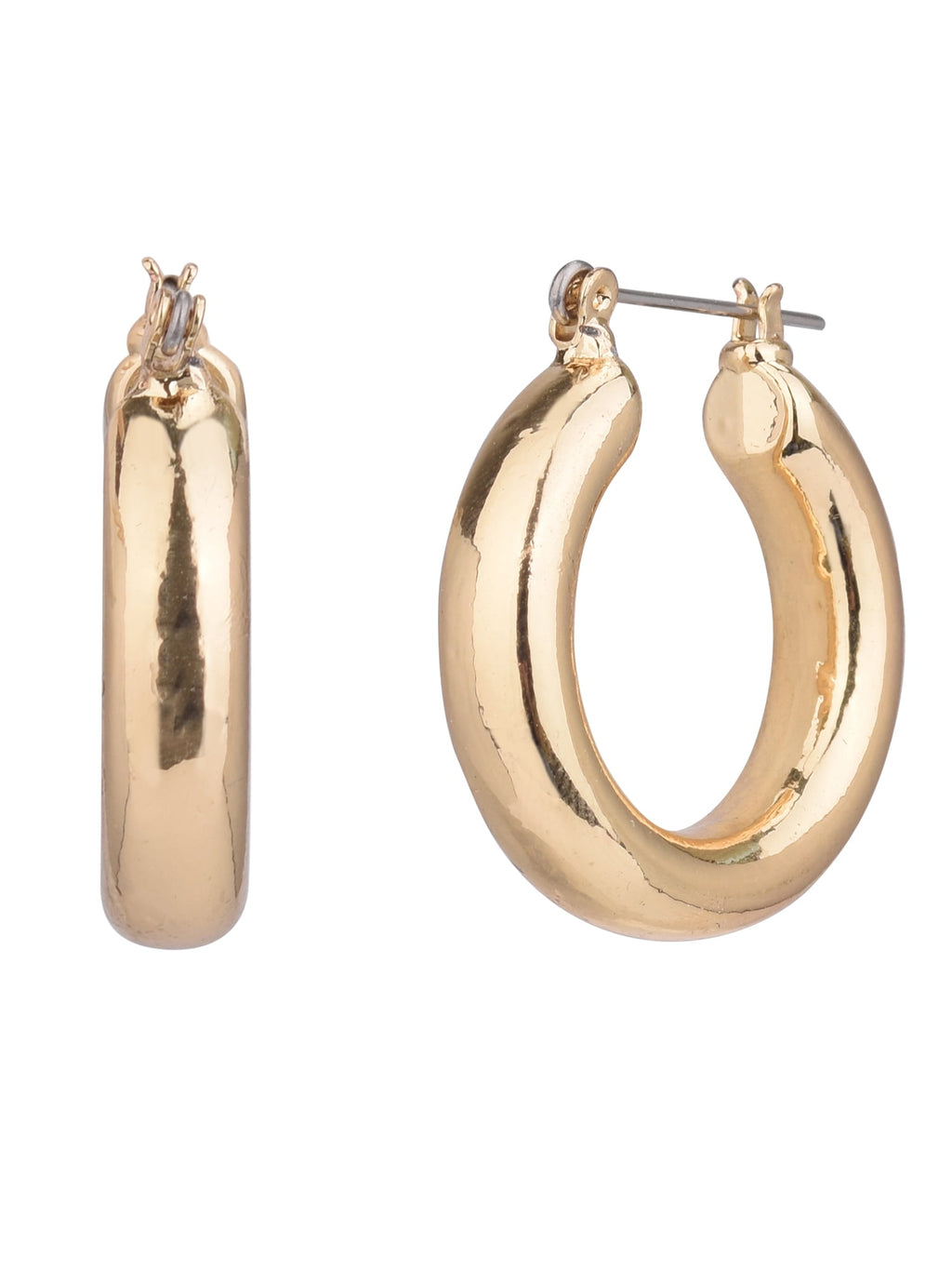 Adult Women's Tone Medium Wide Metal Hoop Earring