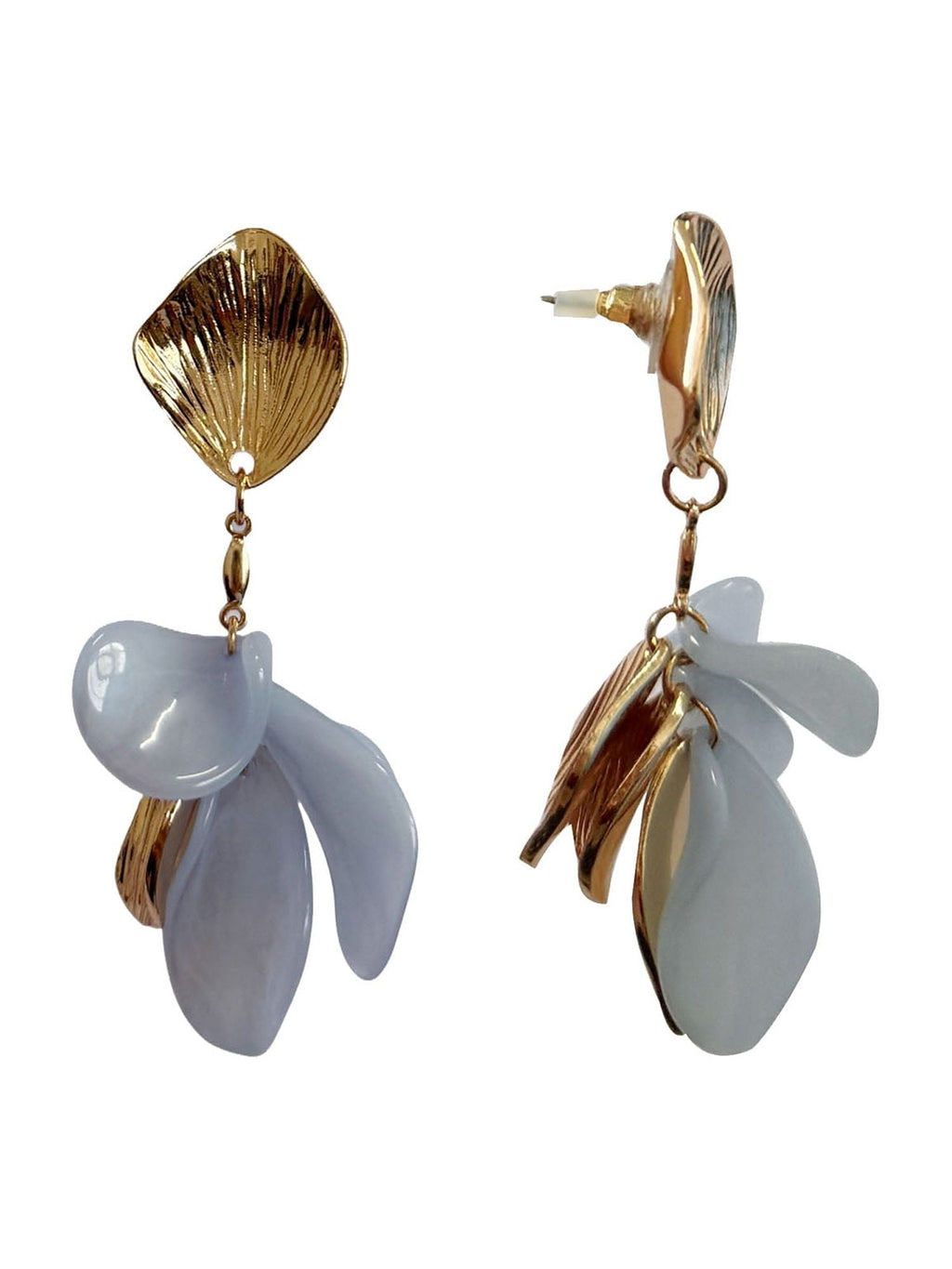 Blue Flower Petal Earrings for Female Adults and Teens