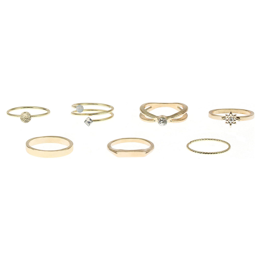 Delicate -Tone Stacking Rings Set, 7-Pack
