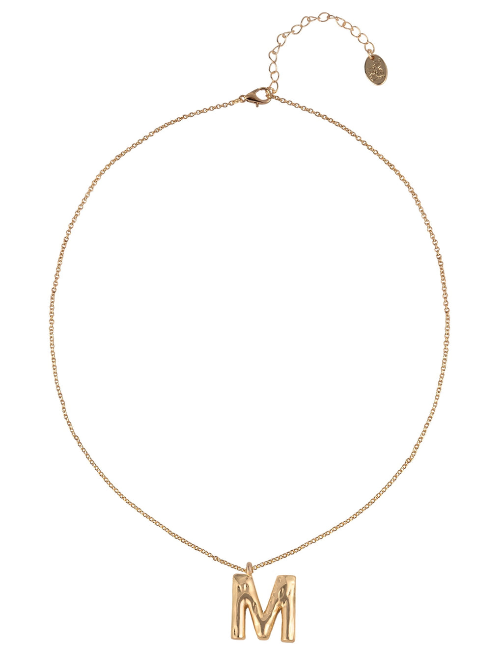 Goldtone Hammered Initial "M" Pendant Necklace
