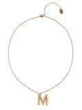 Goldtone Hammered Initial "M" Pendant Necklace