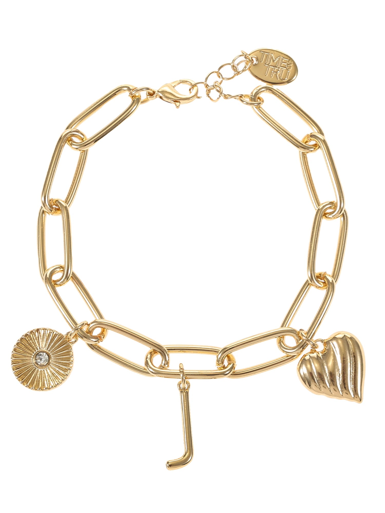 Goldtone Initial Charm Bracelet, Initial J