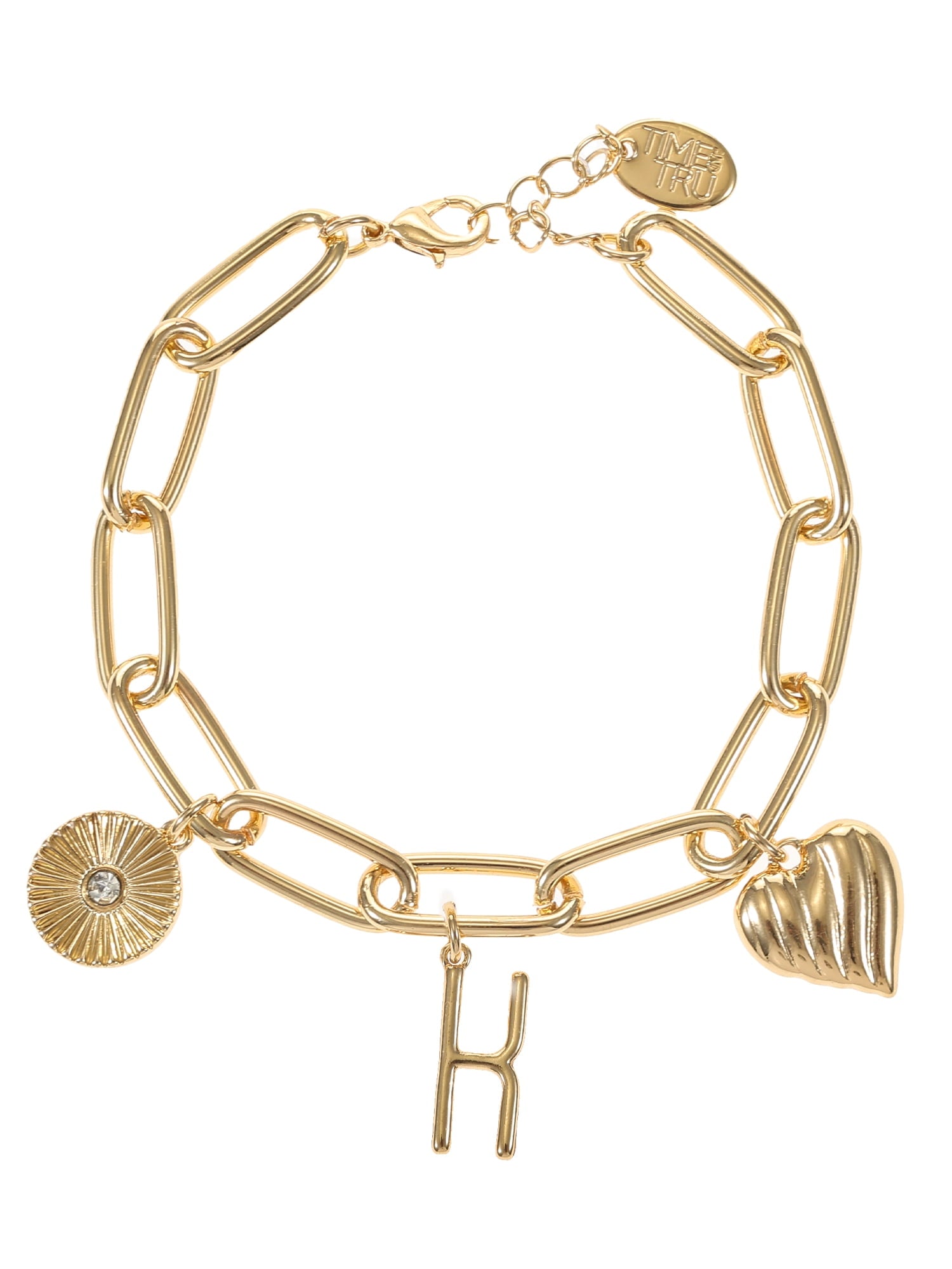 Goldtone Initial Charm Bracelet, Initial J
