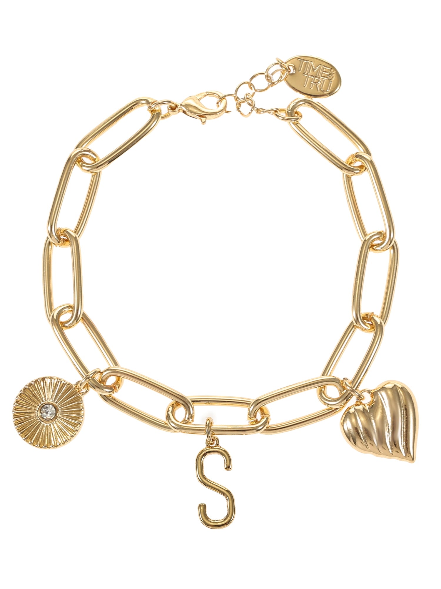 Goldtone Initial Charm Bracelet, Initial J
