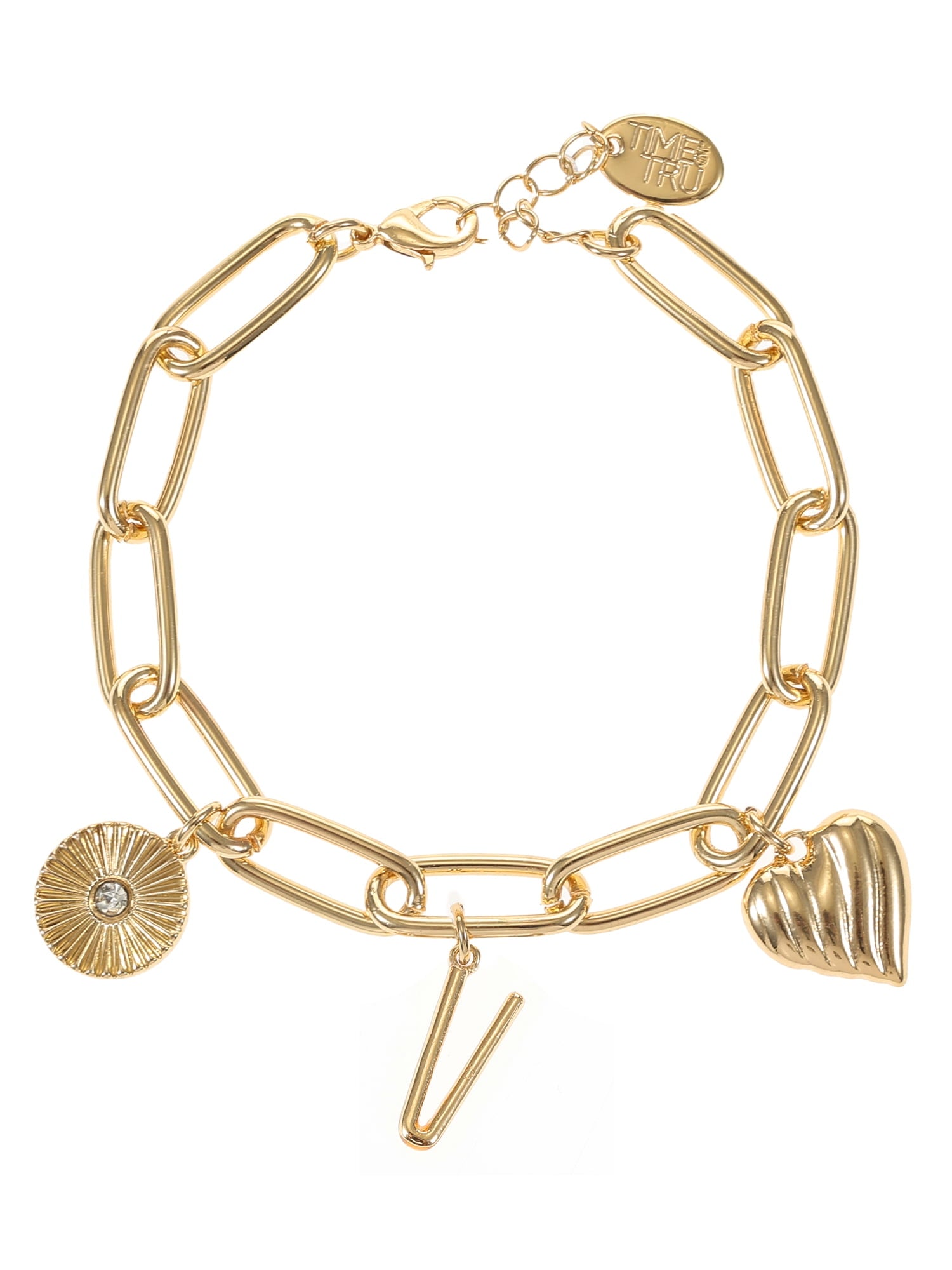 Goldtone Initial Charm Bracelet, Initial J
