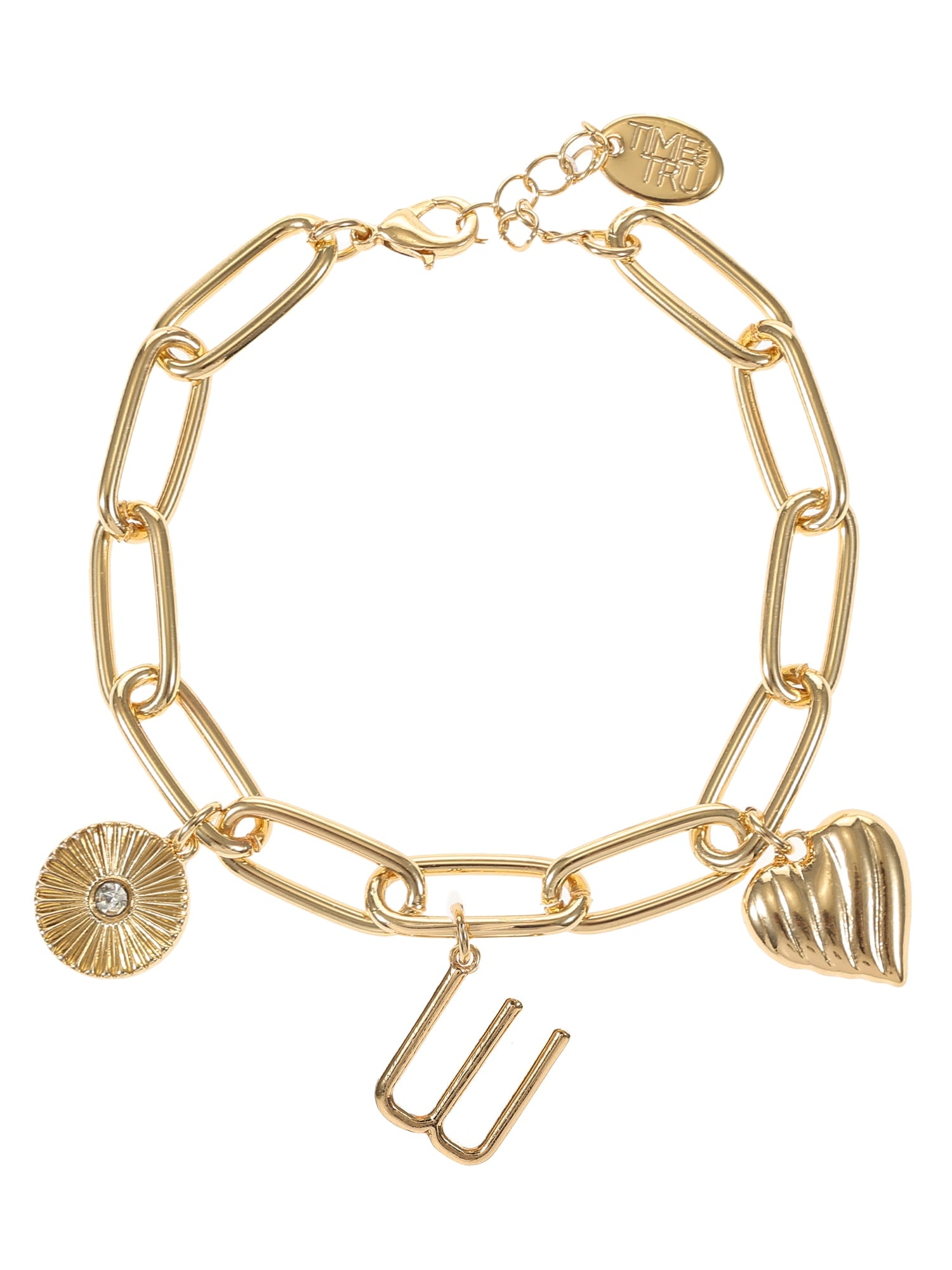 Goldtone Initial Charm Bracelet, Initial J