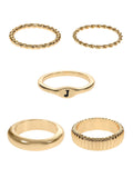 Goldtone Initial Ring Set, 5 Piece, Size 7, Initial J