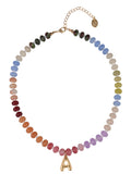 Goldtone Multicolored Bead Initial "A" Necklace