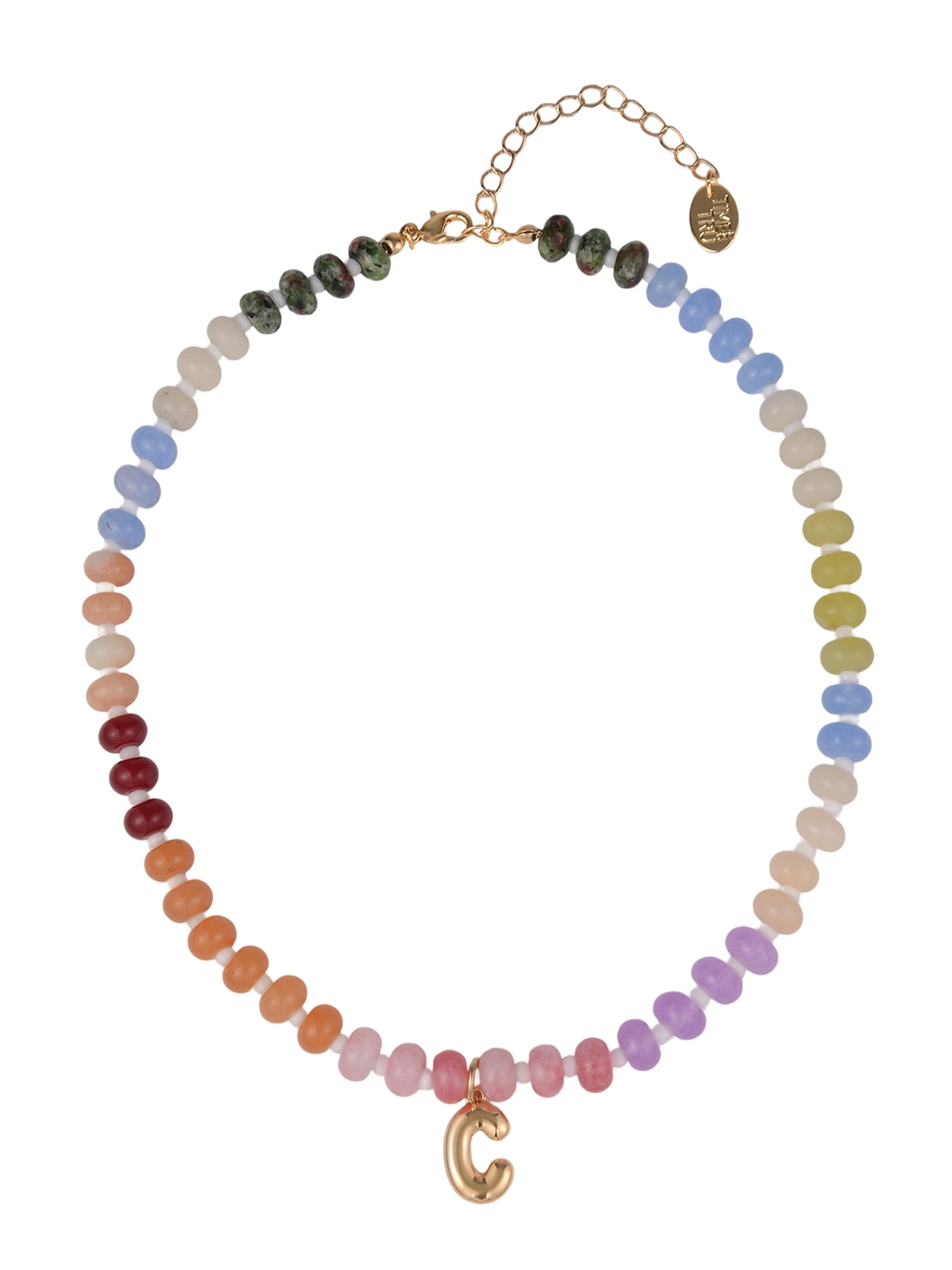 Goldtone Multicolored Bead Initial "A" Necklace