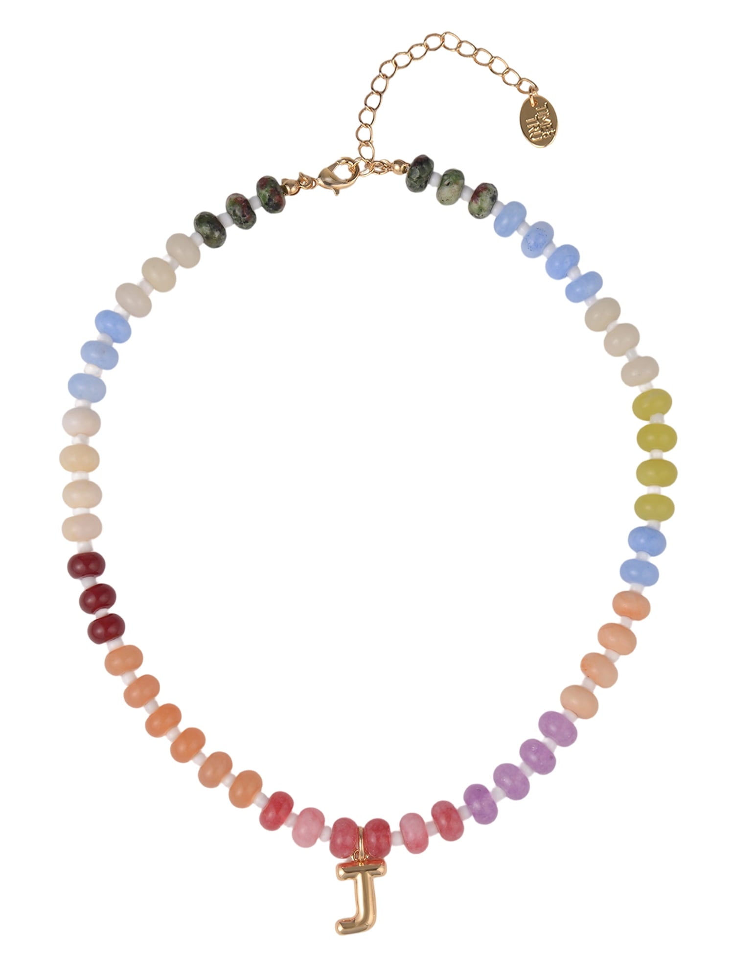 Goldtone Multicolored Bead Initial "A" Necklace