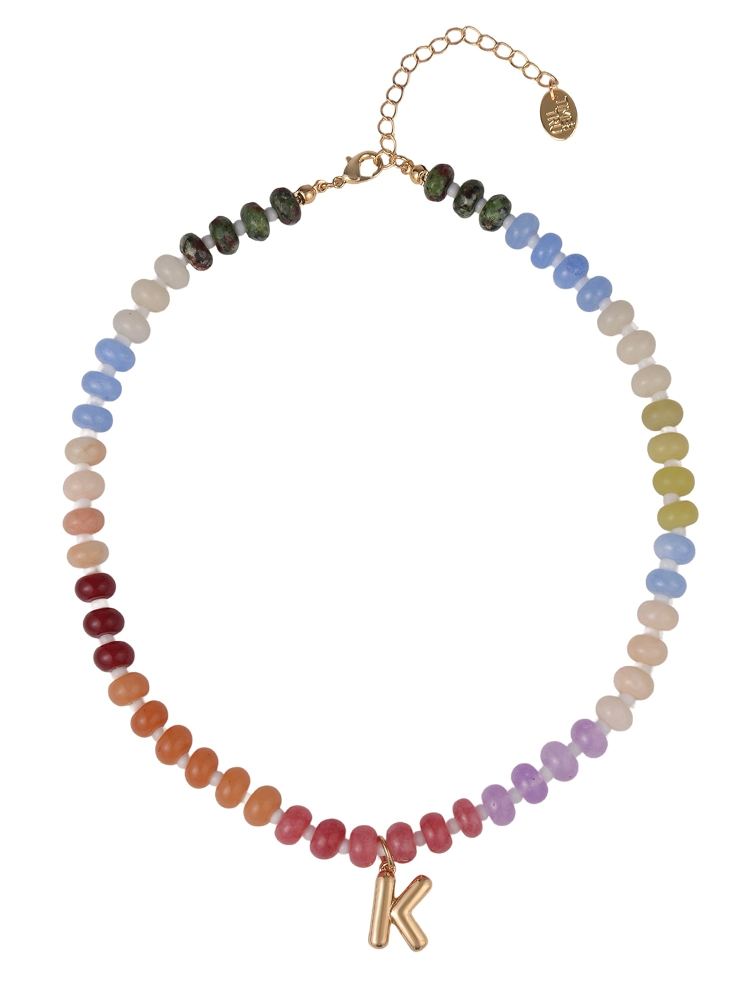 Goldtone Multicolored Bead Initial "A" Necklace