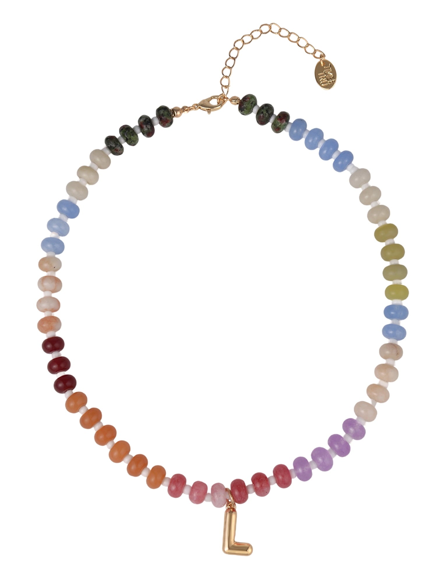 Goldtone Multicolored Bead Initial "A" Necklace