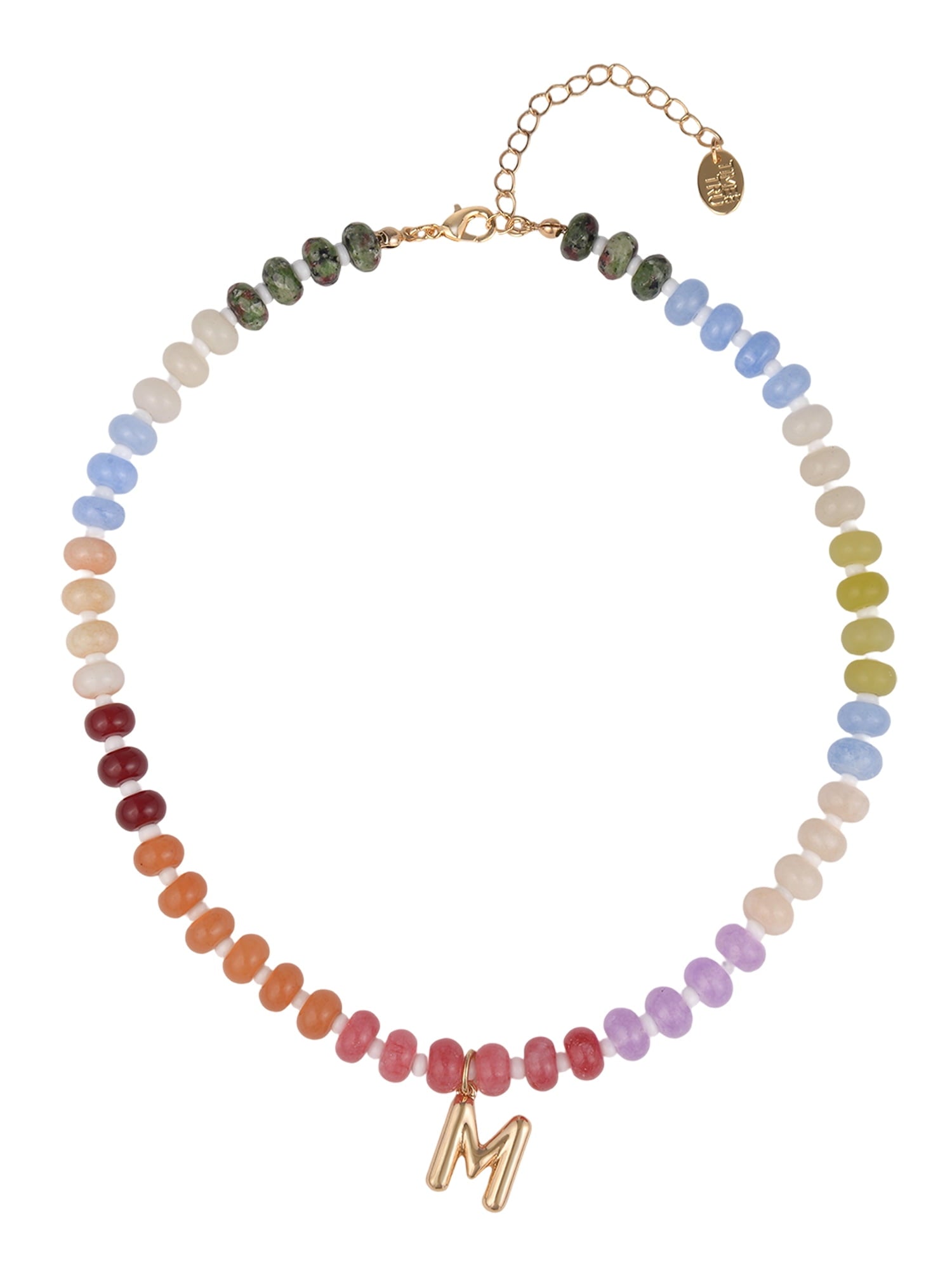 Goldtone Multicolored Bead Initial "A" Necklace