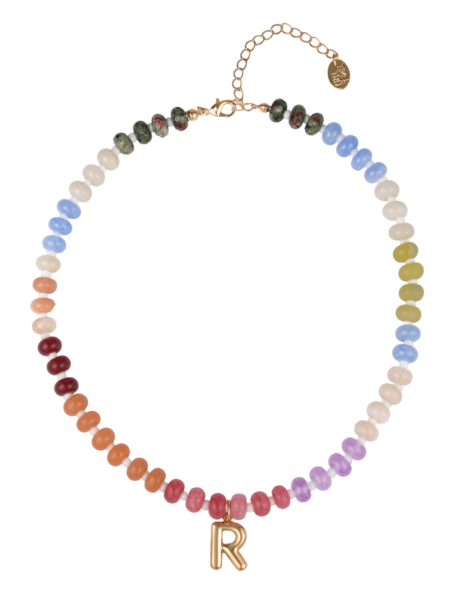 Goldtone Multicolored Bead Initial "A" Necklace