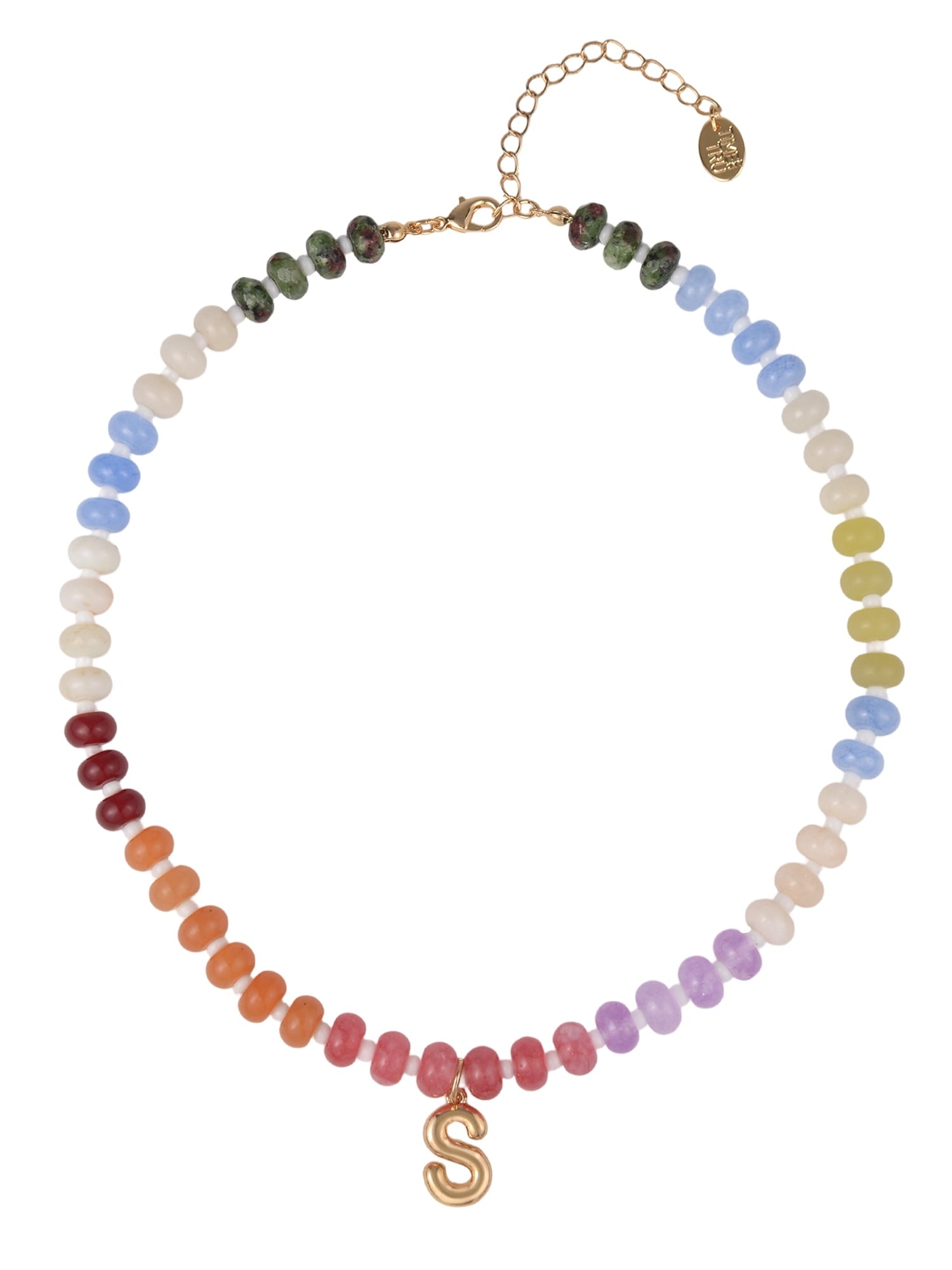Goldtone Multicolored Bead Initial "A" Necklace