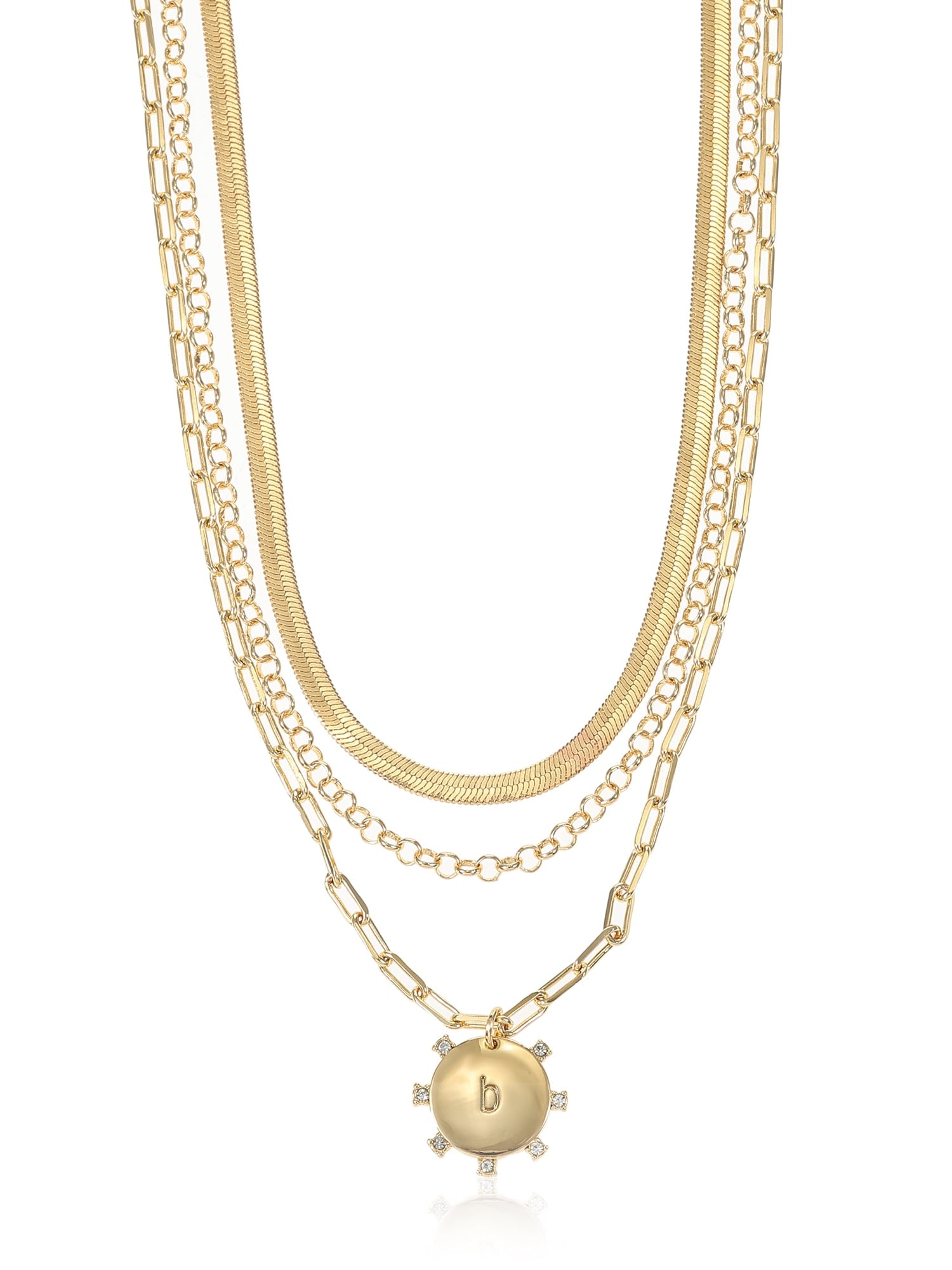 Goldtone Necklace, 3 Piece, Initial J
