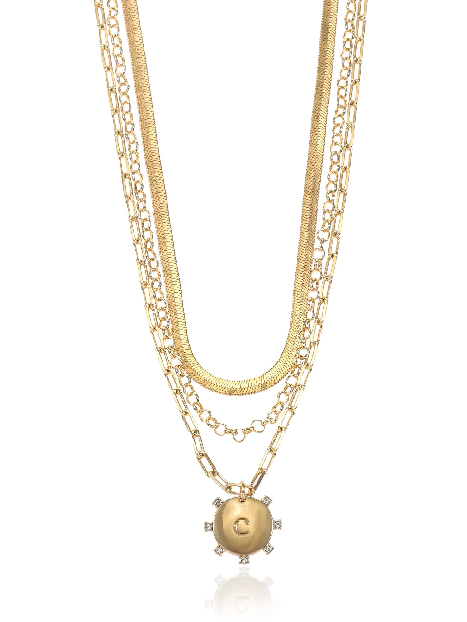 Goldtone Necklace, 3 Piece, Initial J