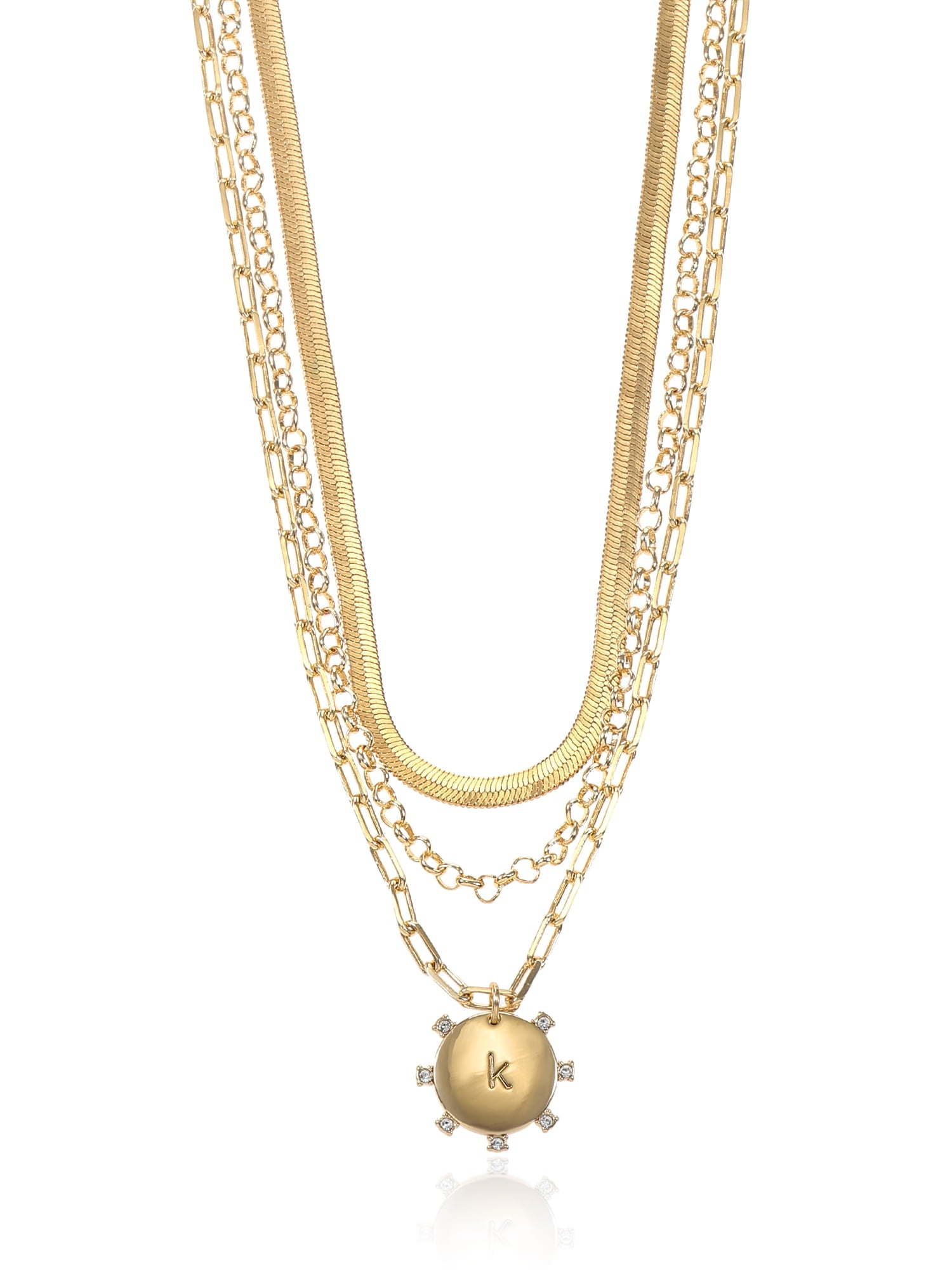 Goldtone Necklace, 3 Piece, Initial J