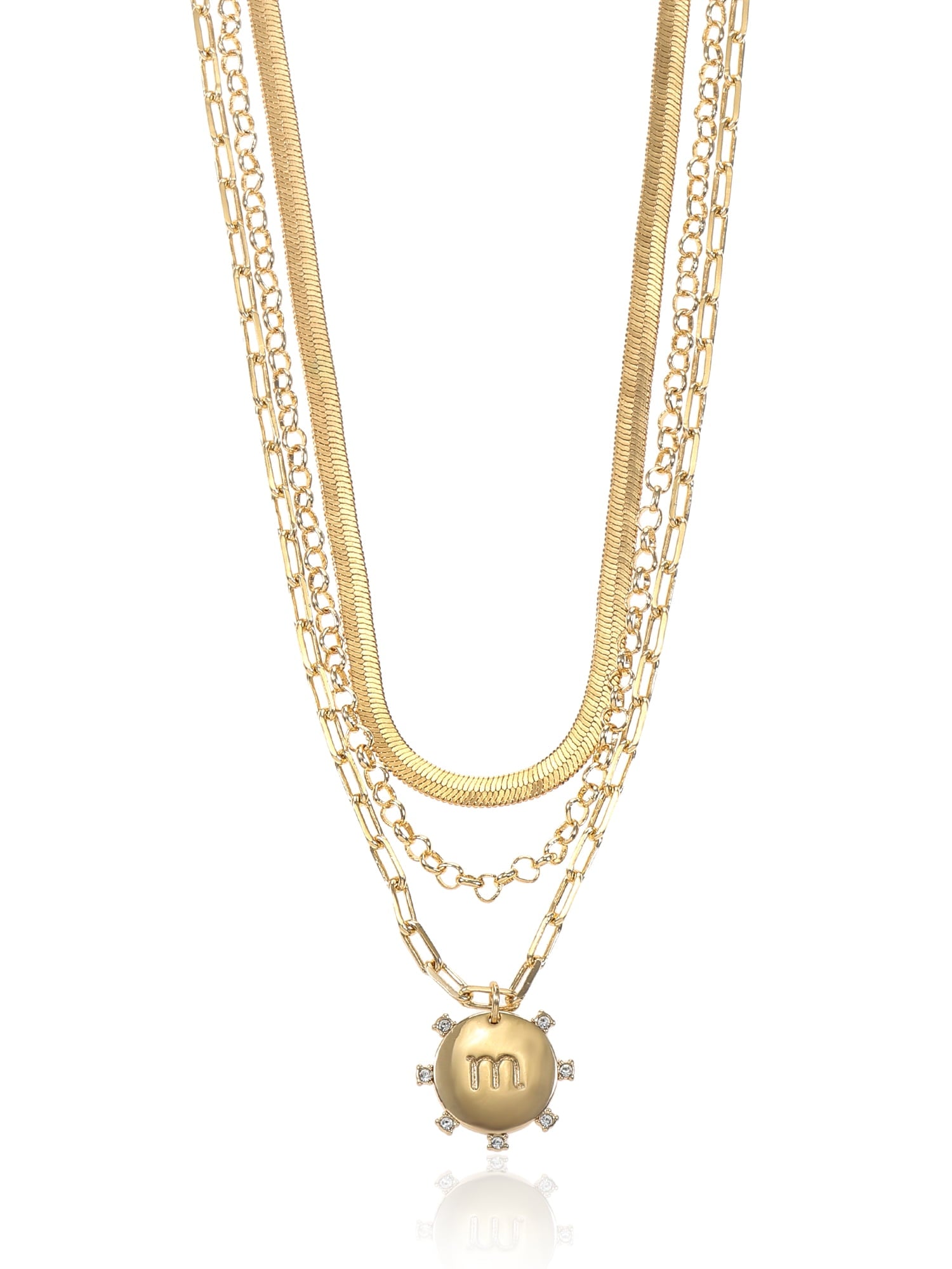 Goldtone Necklace, 3 Piece, Initial J