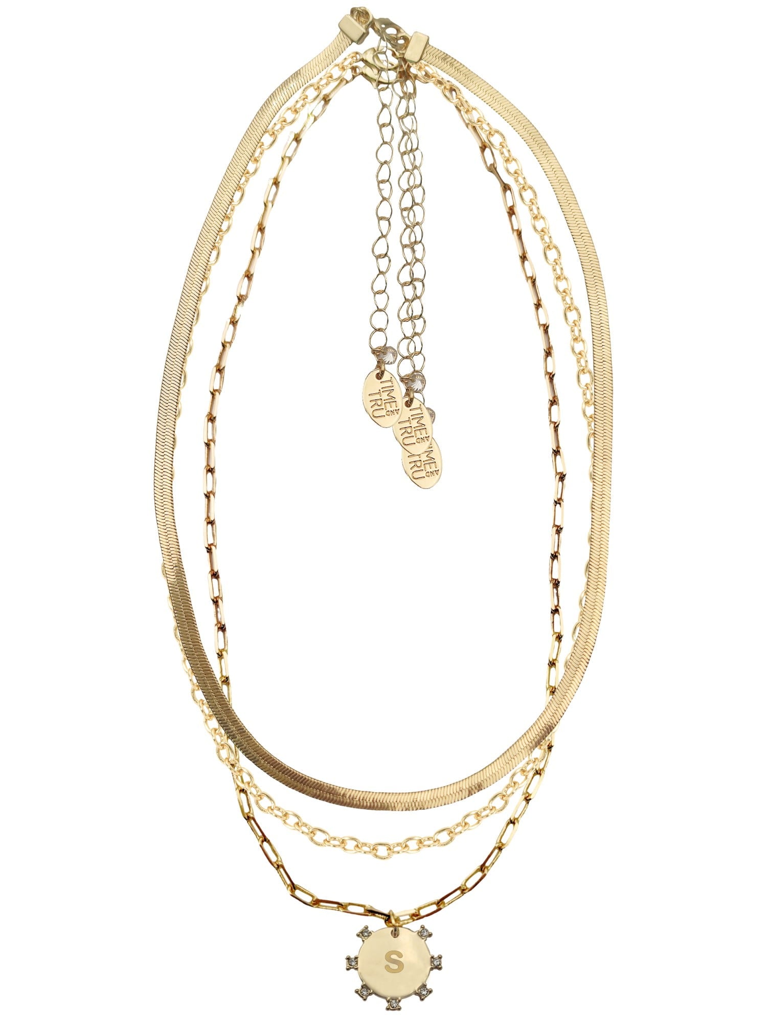 Goldtone Necklace, 3 Piece, Initial J