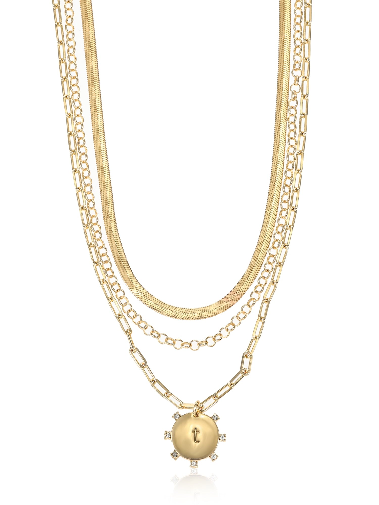 Goldtone Necklace, 3 Piece, Initial J