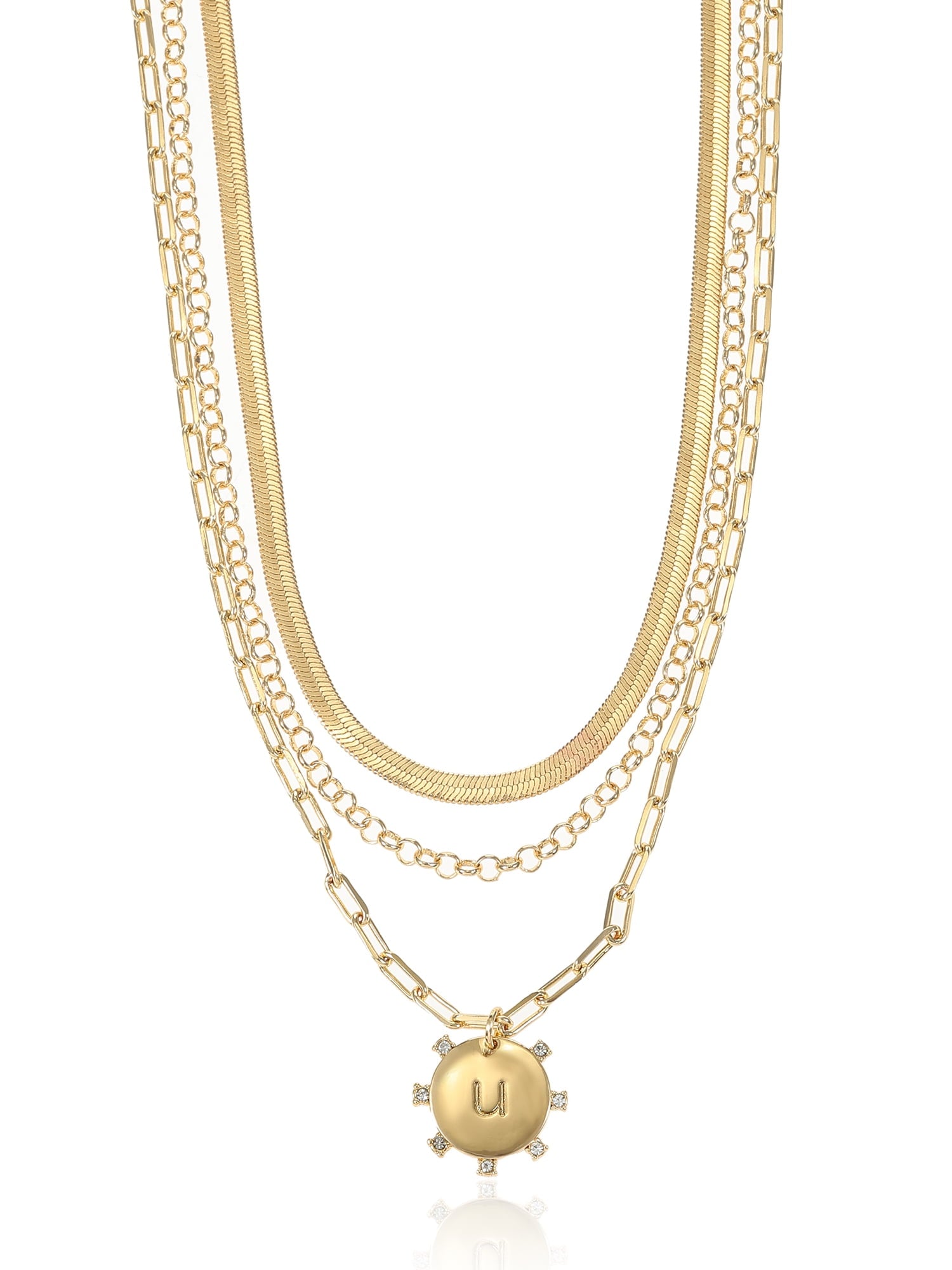 Goldtone Necklace, 3 Piece, Initial J