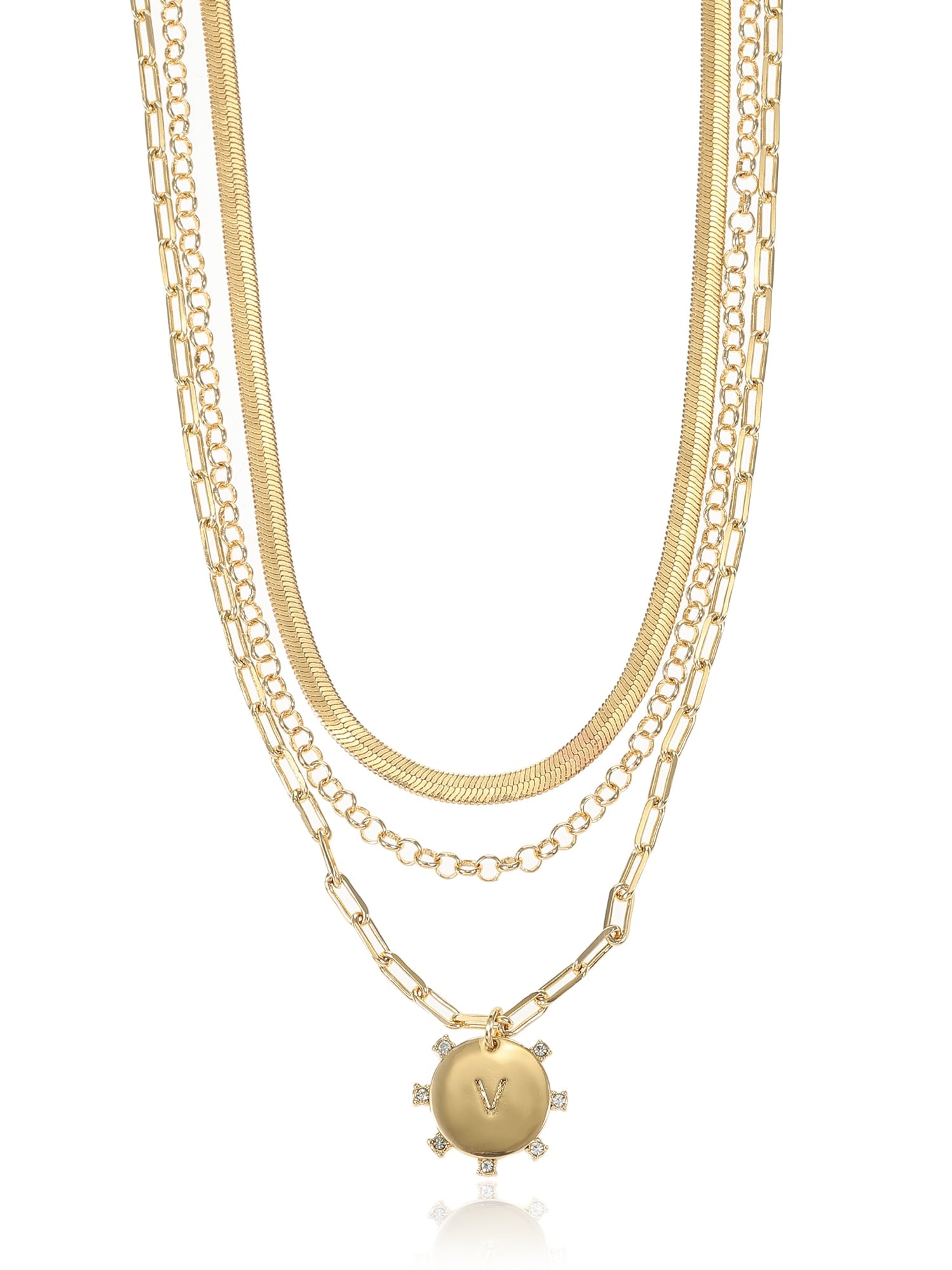Goldtone Necklace, 3 Piece, Initial J