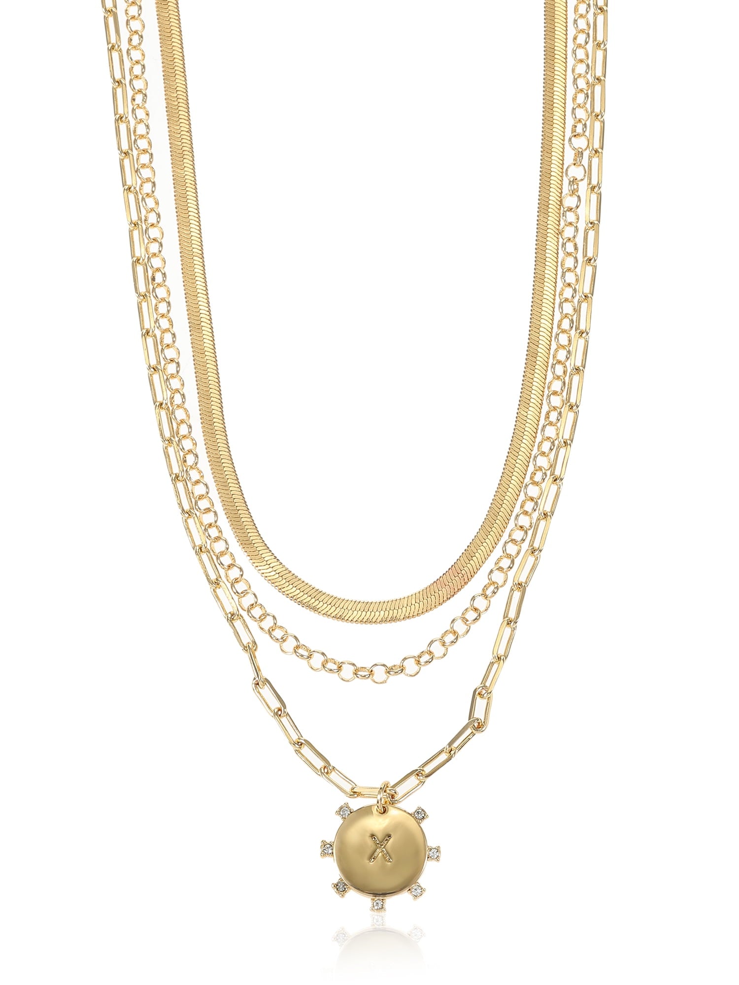 Goldtone Necklace, 3 Piece, Initial J