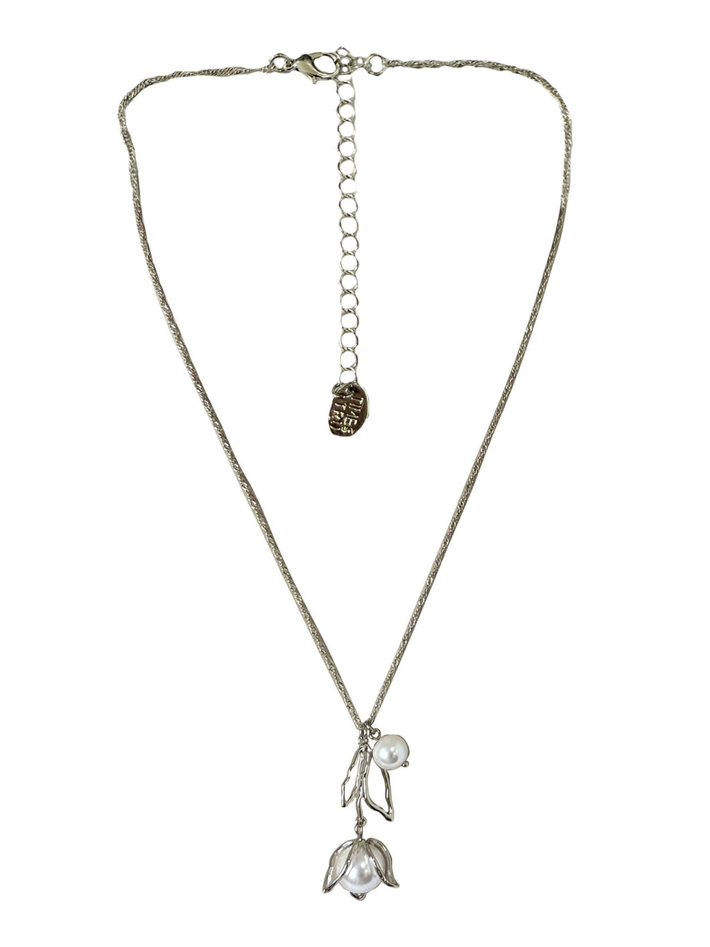 Plated Tulip and Pearl Drop Necklace for Female Adults and Teens