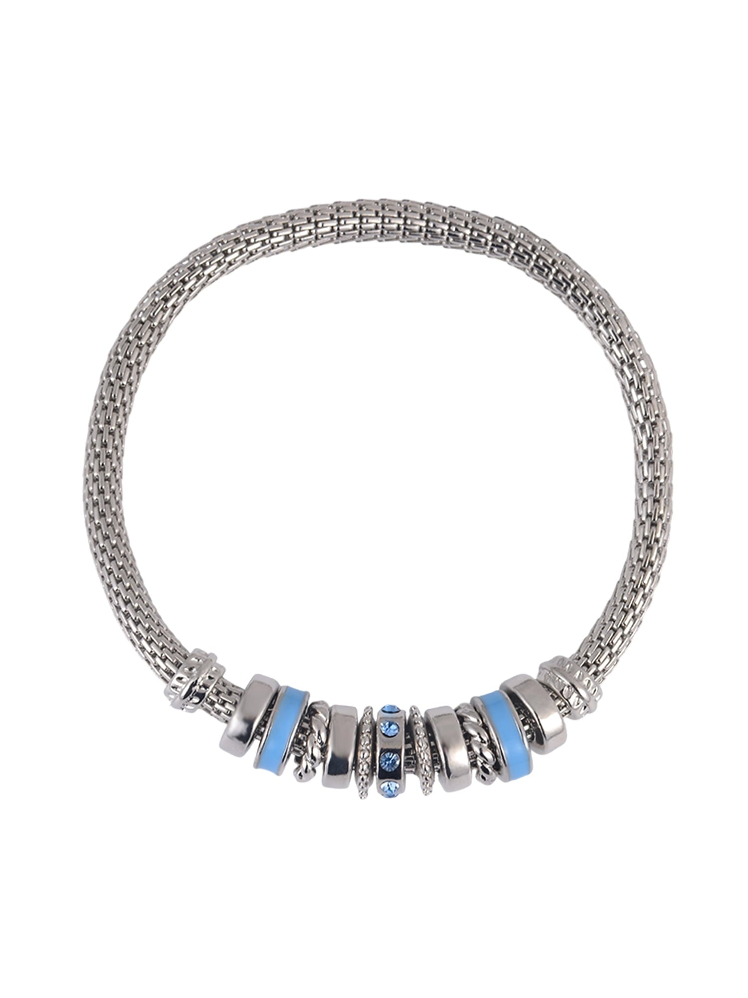 Silvertone Chain with Aqua "March" Bracelet