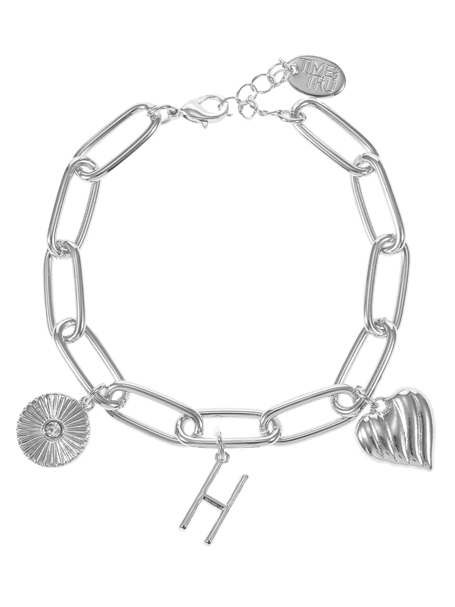 Silvertone Initial Charm Bracelet, Initial M