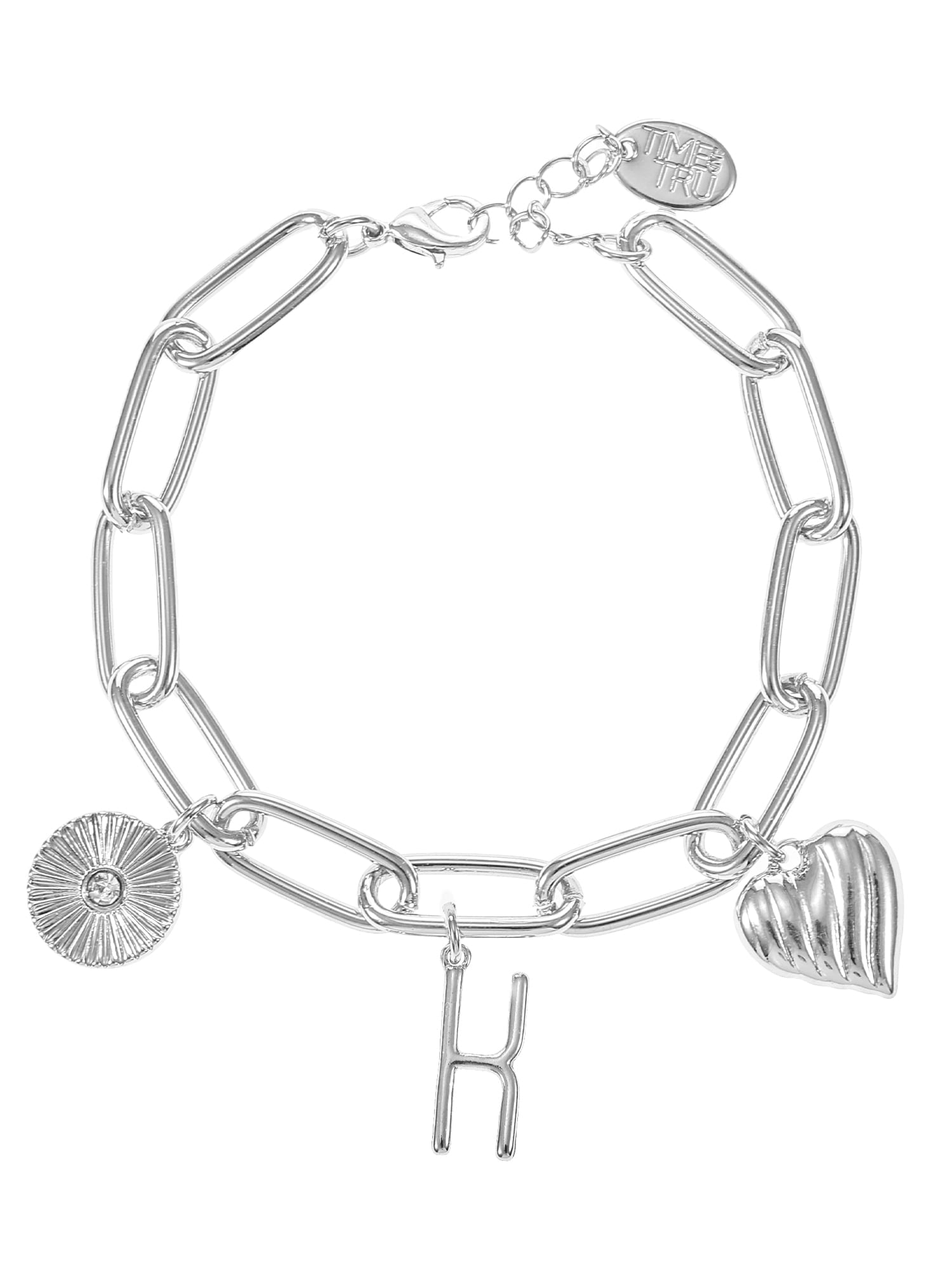 Silvertone Initial Charm Bracelet, Initial M