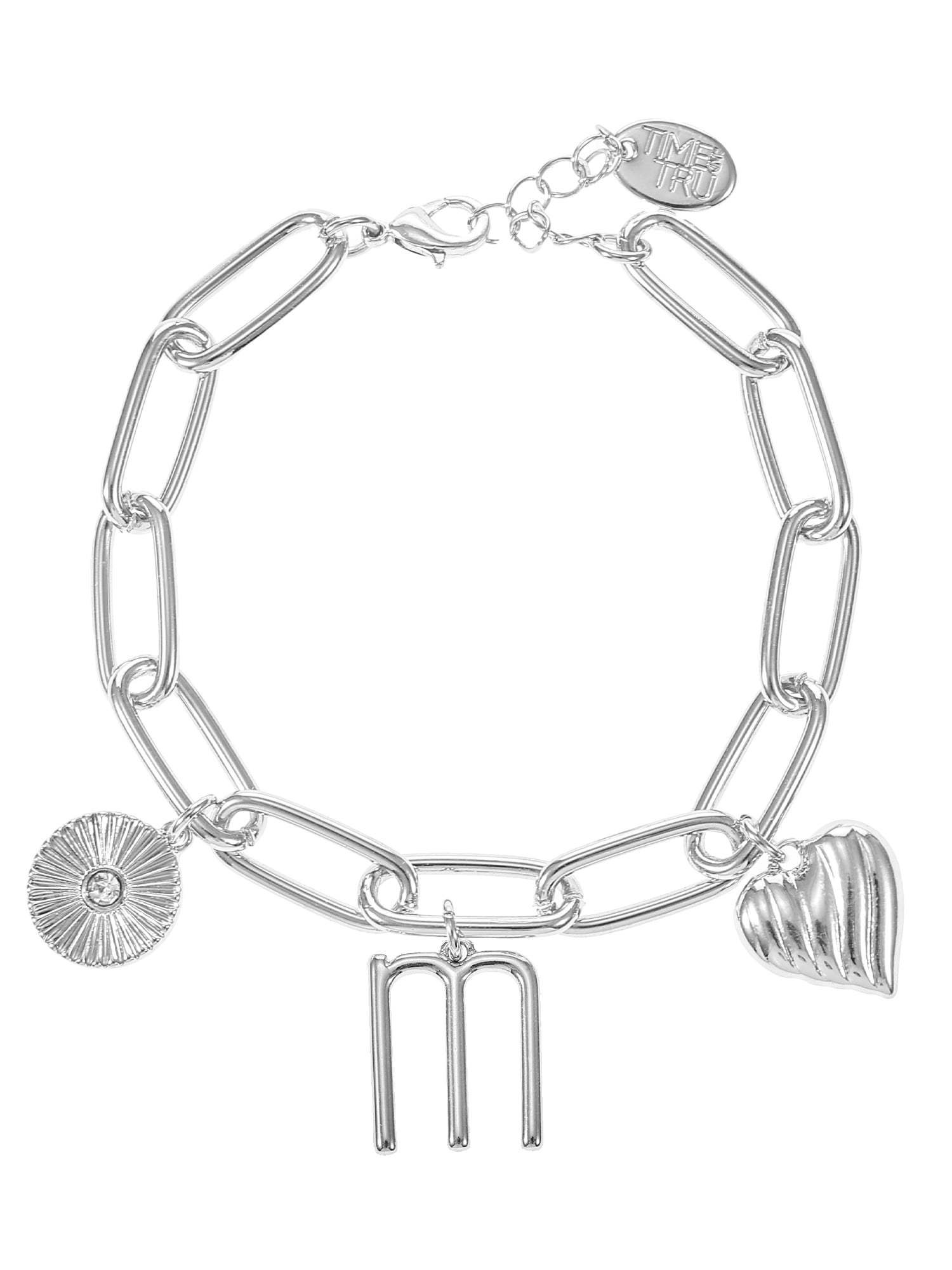 Silvertone Initial Charm Bracelet, Initial M