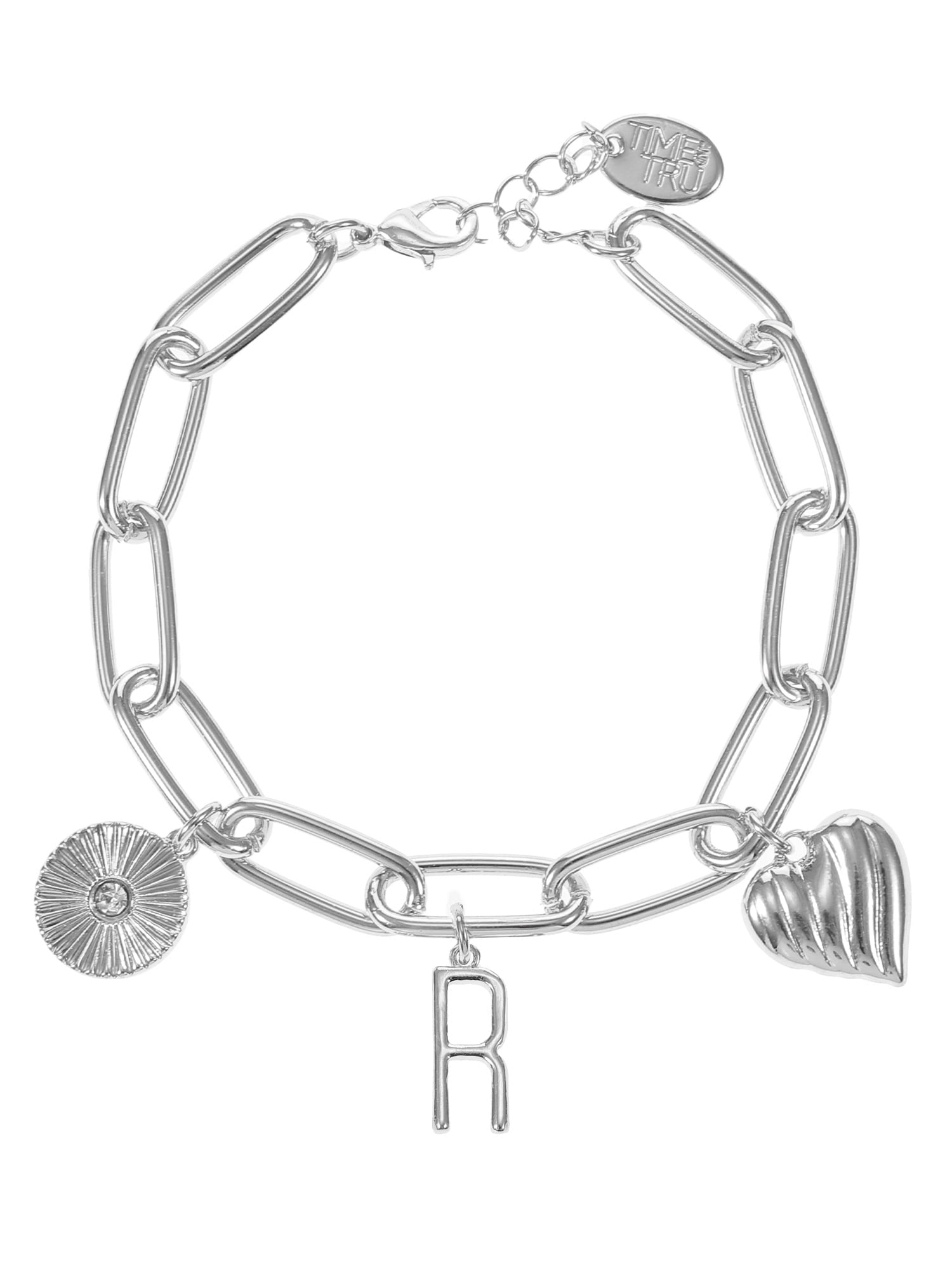 Silvertone Initial Charm Bracelet, Initial M